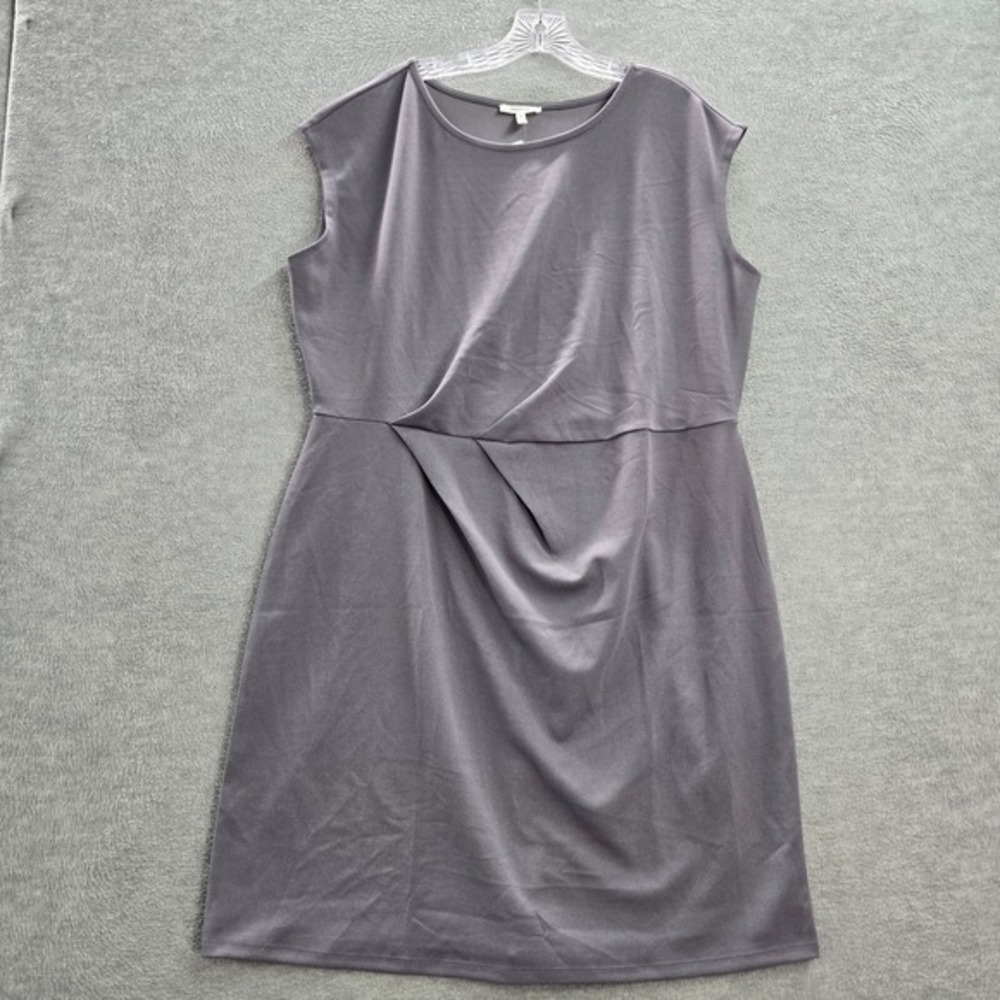 Maurices Women Dress 2XL Gray Knee‎ Length Sheath Pleated Short Sleeve NWT